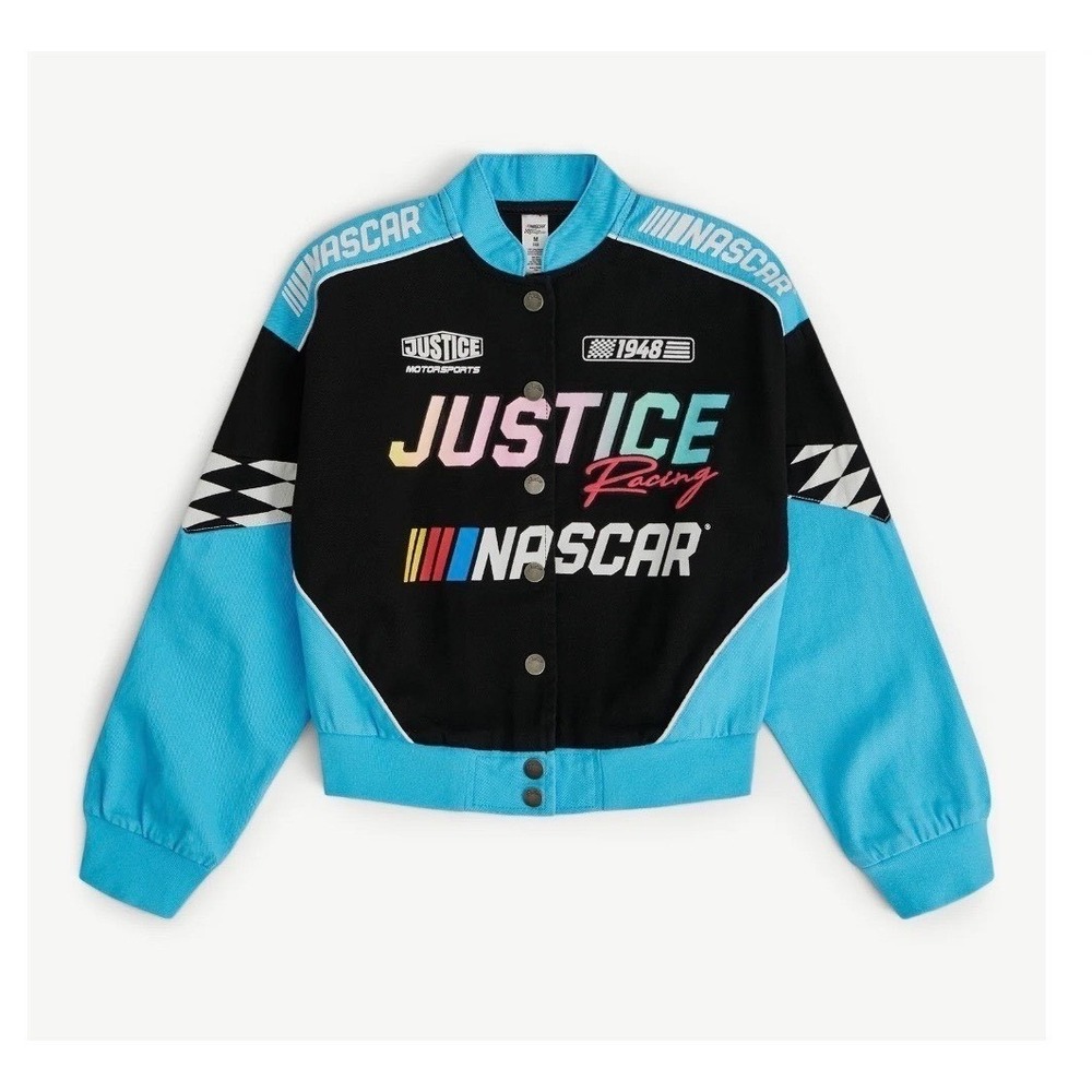 Girl's jean jacket medium 10 Racing Jacket NASCAR x JUSTICE